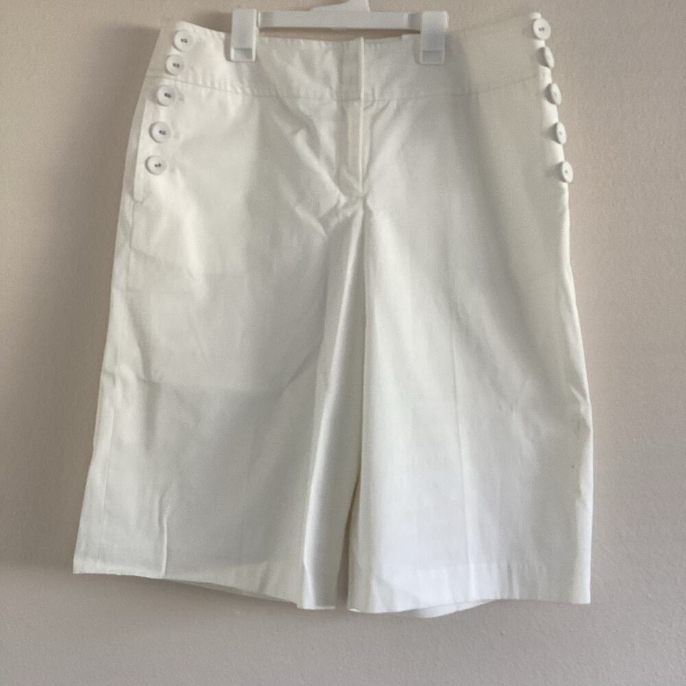 NWT Ann Taylor LOFT White Sailor Wide Leg Cropped Pants Size 14 Stretch